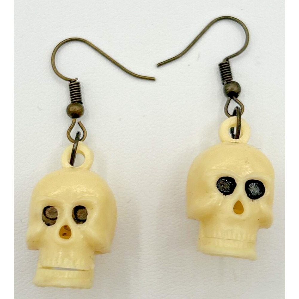 New‎ from Vintage Mini Skull Charms Moveable Jaw Custom Earrings C14